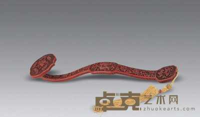 清 剔红福寿吉庆如意 长37.7cm